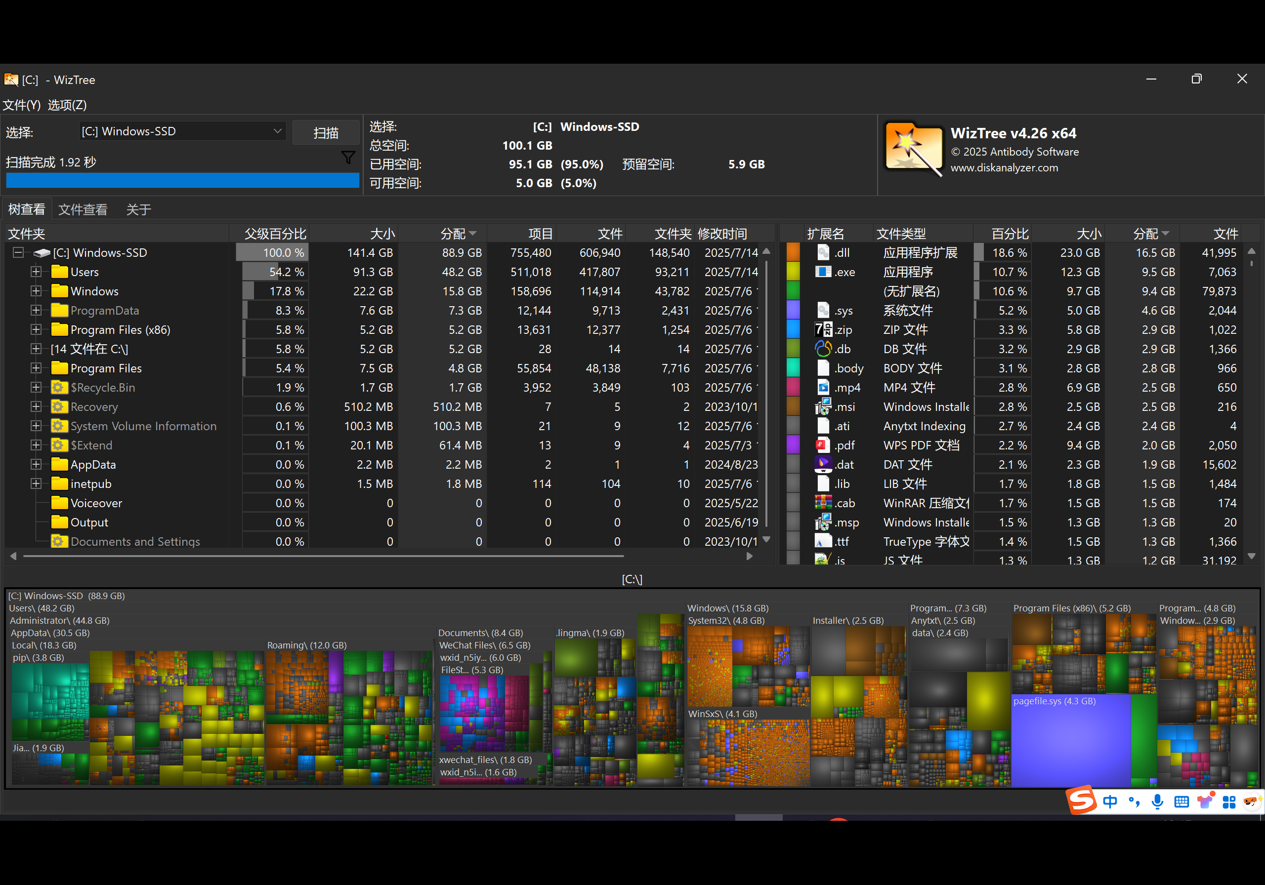 磁盘扫描工具 WizTree v4.2.5 x86_x64 单文件版 - 熊客工坊-熊客工坊